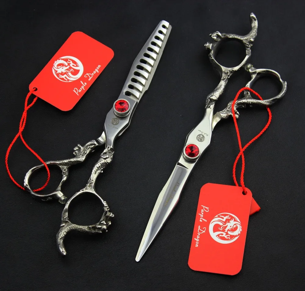 

618# 5.5'' Brand Purple Dragon TOP GRADE Hairdressing Scissors 440C Personalized Cutting Scissors Thinning Shears Hair Scissors