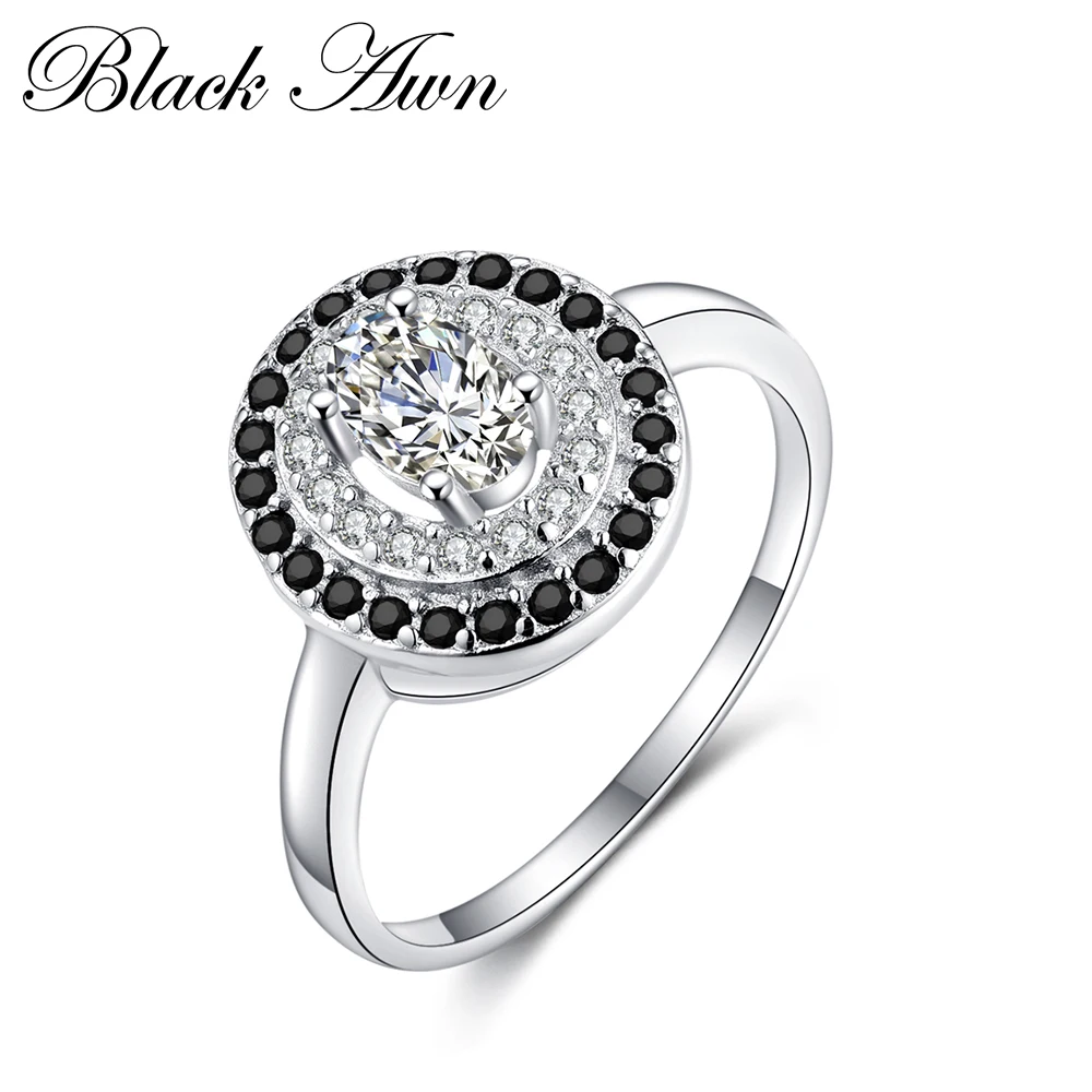 

[BLACK AWN] Silver Color Jewelry Oval Engagement Rings for Women C286