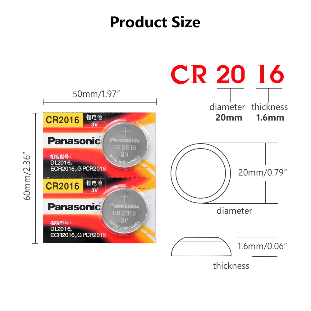 Panasonic Высокое качество литиевая батарея 2 шт./лот 3 в cr 2016 DL2016 ECR2016 cr2016 кнопка
