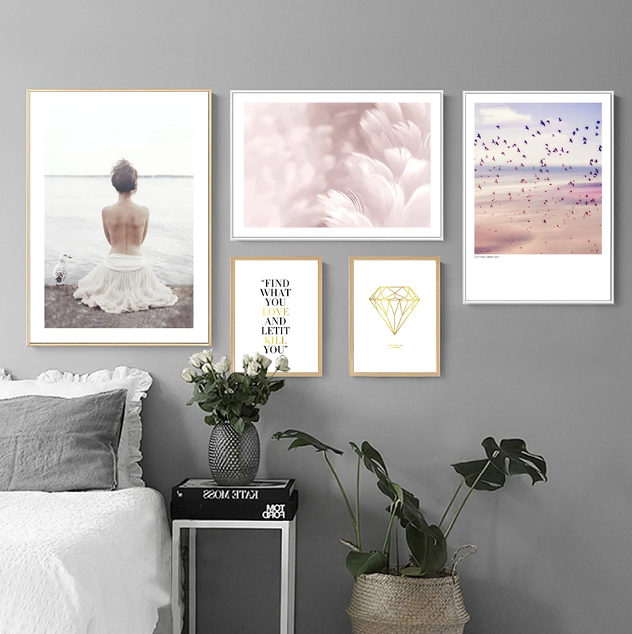 5 панелей скандинавские балетные женские холст искусство картина маслом