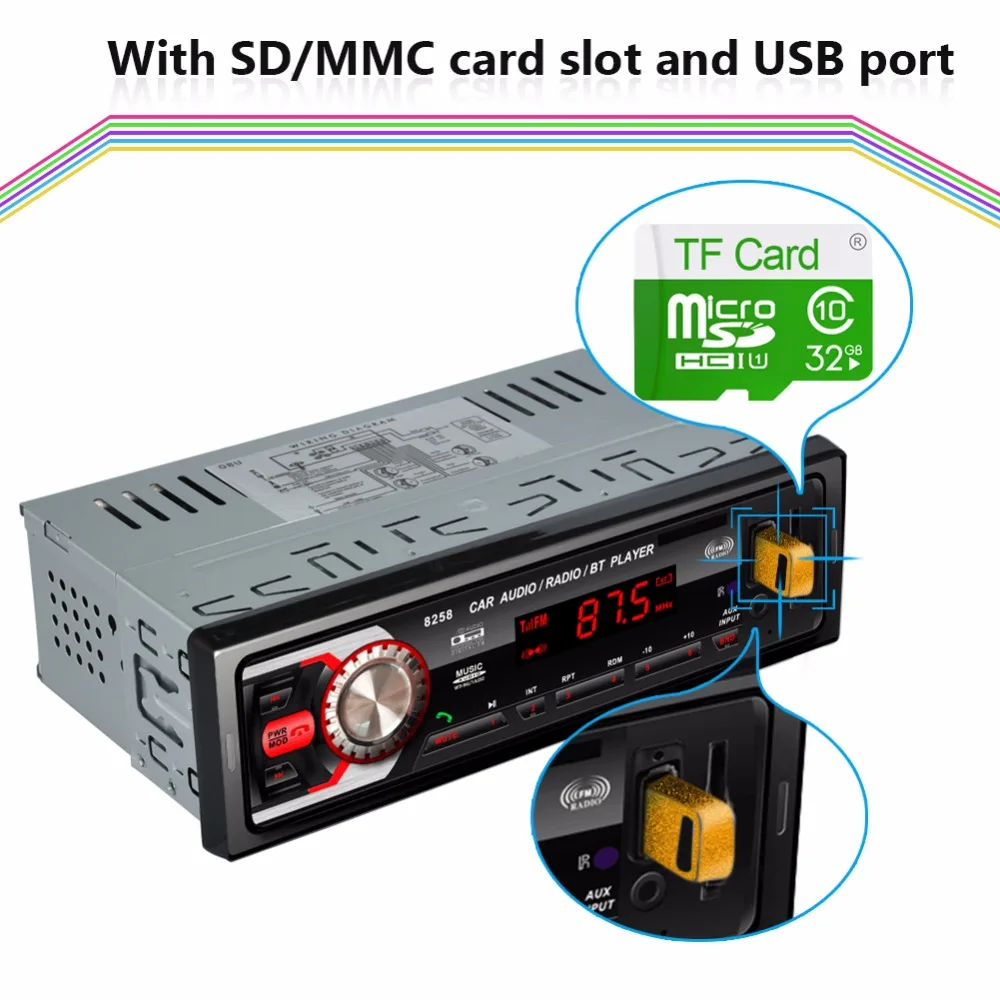 AZGIANT 12V 1DIN автомобильный Радио плеер Bluetooth медиаприемник MP3 FM радио USB SD MMC порт AUX в