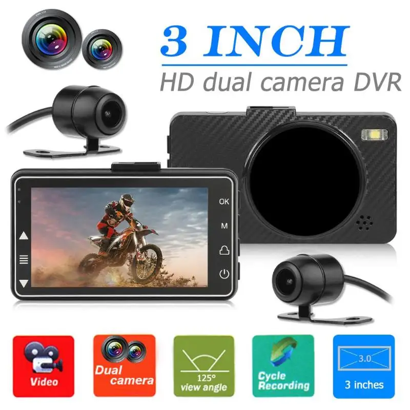 3 дюймовый мотоциклетный мини видеорегистратор 1080*720 с объективом 120 градусов ЖК
