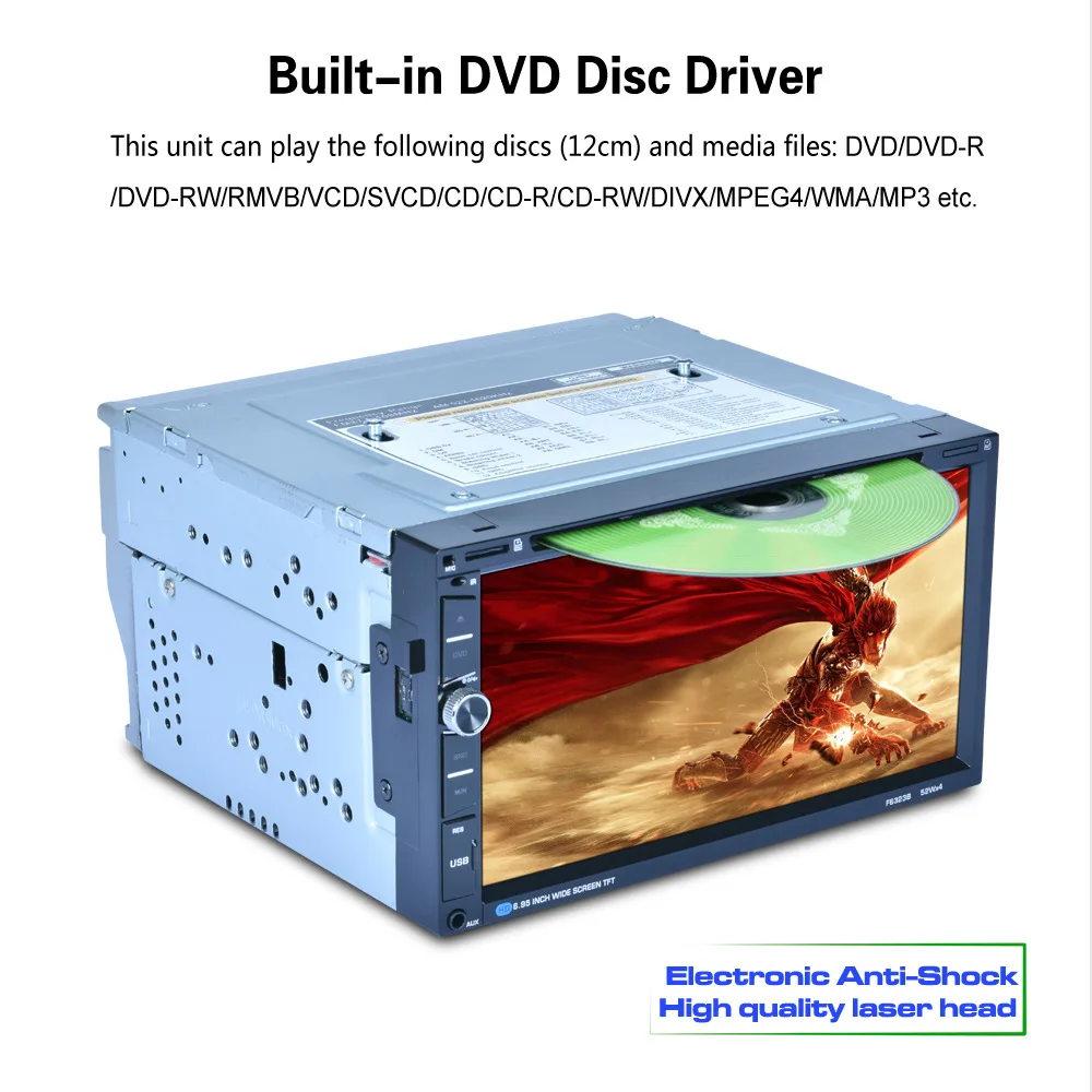 Автомобильный мультимедийный плеер 7 дюймовый 2DIN двойной DVD BT/FM/AM/RDs радио тюнер DSP