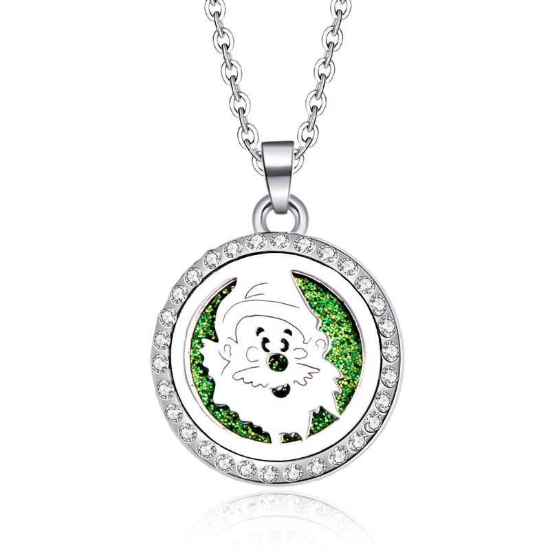 Санта Клаус шаблон циркон ожерелье эфирное масло диффузор духи из нержавеющей