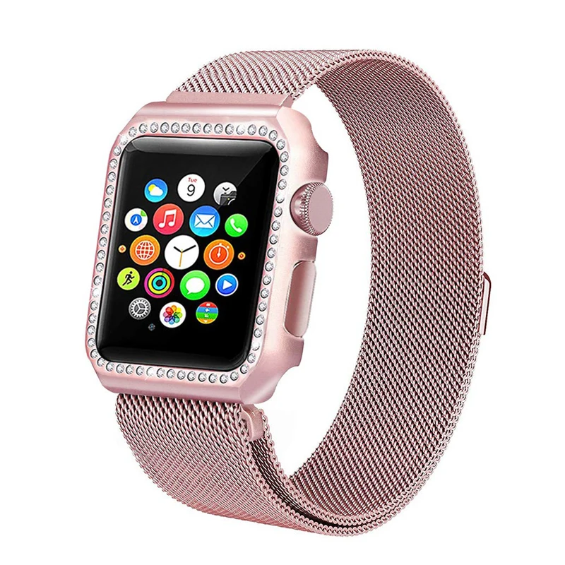 Ремешок и чехол mianese loop для apple watch band 4 44 мм 40 42 38 ремешок из нержавеющей стали iwatch