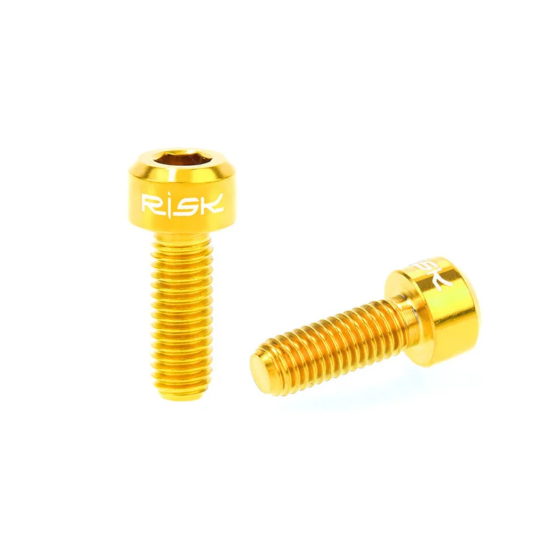 Gold 2 шт. M5* 14 титановый тормозной рычаг болты для MTB переключатель рычаг винты фиксированная Тормозная ручка болт 4 цвета запчасти для велосипеда - Цвет: Gold