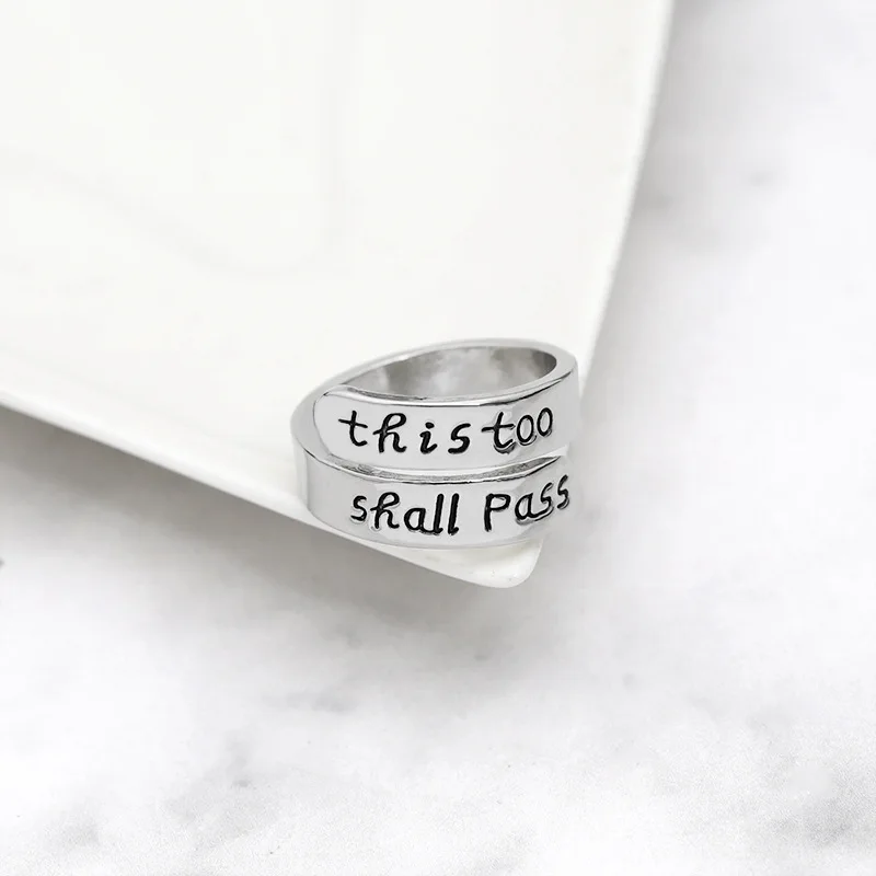 Модное обернутое кольцо витое с надписью this too shall pass для пальцев женщин 24 шт./лот |