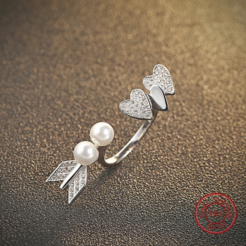 2017 Элитная одноцветное 925 Серебряное кольцо сердце и Стрелка Циркон Свадебные