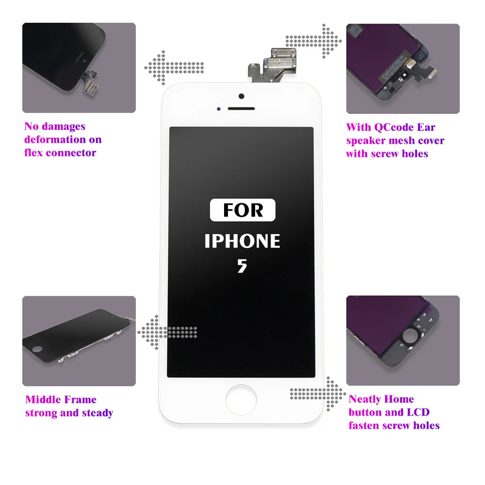 AAA lcd для iPhone 5 5S 5c дисплей сенсорный экран стекло дигитайзер сборка Замена ЖК