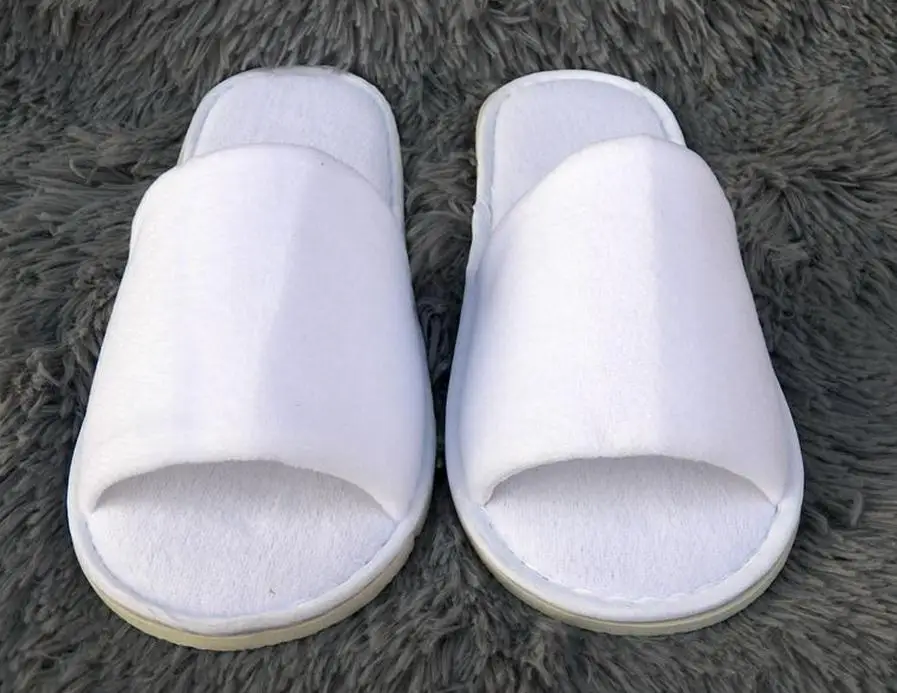 

5 pairs thicker thickness 5mm white disposable slippers, soft and travel one-time clean slippers. public places, hotel shose.