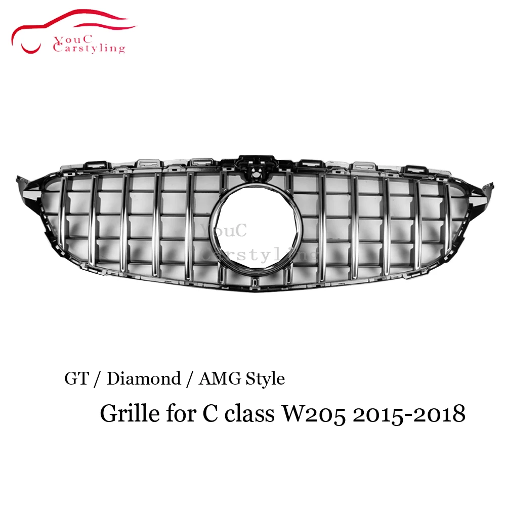 W205 Diamond/GT/AMG стиль автомобиля Передняя решетка сетки для Mercedes C 2015-2018 C180 C200 C250 C300 C350