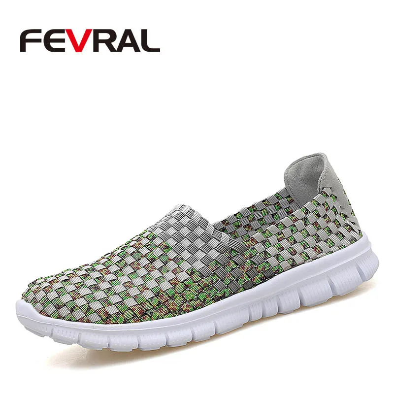 Gray Green FEVRAL/Новинка года; Лидер продаж; женские кроссовки-светильник; летняя дышащая дешевая женская повседневная обувь; удобная женская обувь ручной работы - Цвет: Gray Green