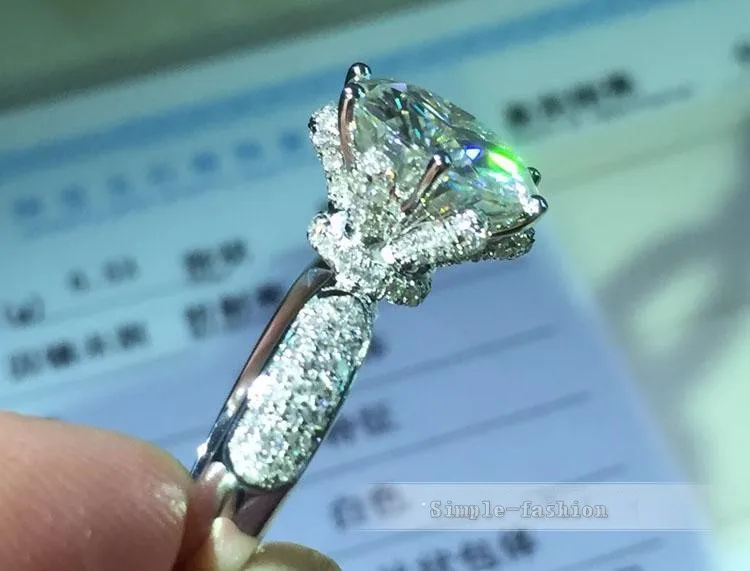 Роскошное кольцо choucong 3 карата AAAAA из фианита натурального серебра 925 пробы