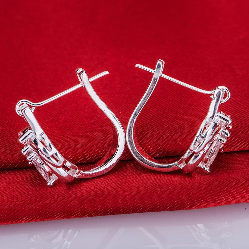 Инкрустированные художественные блестящие посеребренные серьги из