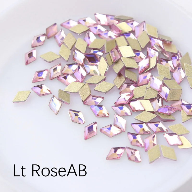 Lt RoseAB 30/100 шт./лот ногтей Стразы 3x5 мм Flatback ромб с цветными камнями для 3D нейл-арта украшения - Цвет: Lt RoseAB