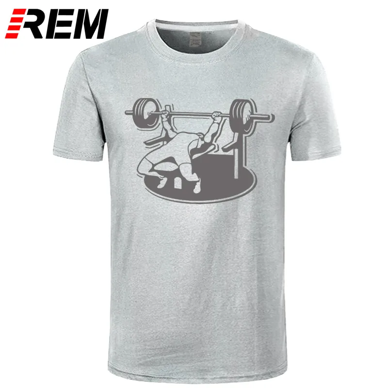 REM новые Брендовые мужские футболки летние хлопковые футболки с коротким рукавом Бодибилдинг скамья пресс штанга футболка размера плюс