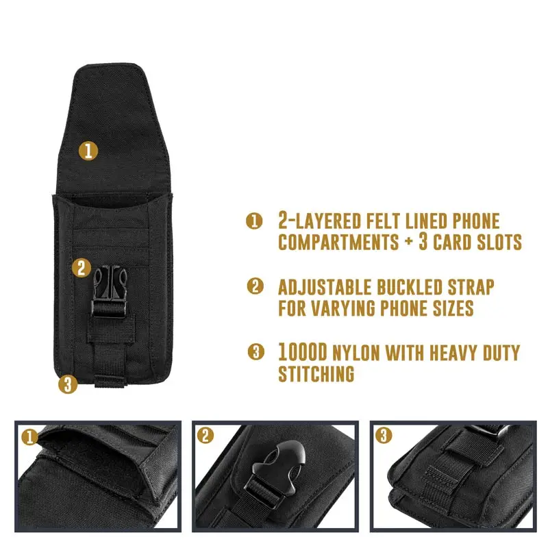 

OneTigris Vertical Double Phone Pouch Molle Cellphone Case Wallet Utility Gadget Pouch Holster for iPhone 8/8 plus iPhone X