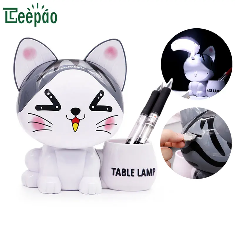 Lucky Cat Multi use настольная лампа складная Студенческая для чтения с держателем ручки