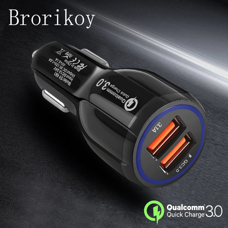 

QC 3.0 Quick Car Charger 5V 9V 12V 3.1A Mobile phone Fast Charging Adapter for iPhone X Xs 8 7 Samsung iPad Car-Chargers Device