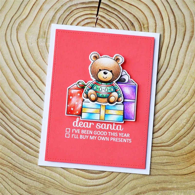 GJCrafts медведь прозрачные штампы и/с штампами для изготовления карт Рождество