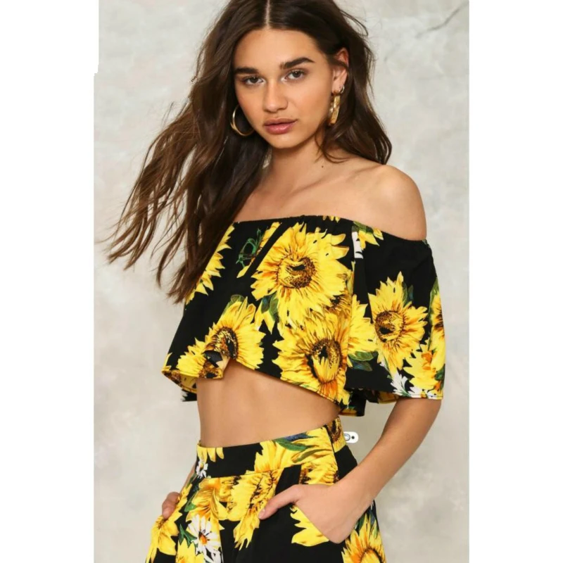 Женская Повседневная Свободная рубашка на заказ с принтом подсолнуха милые