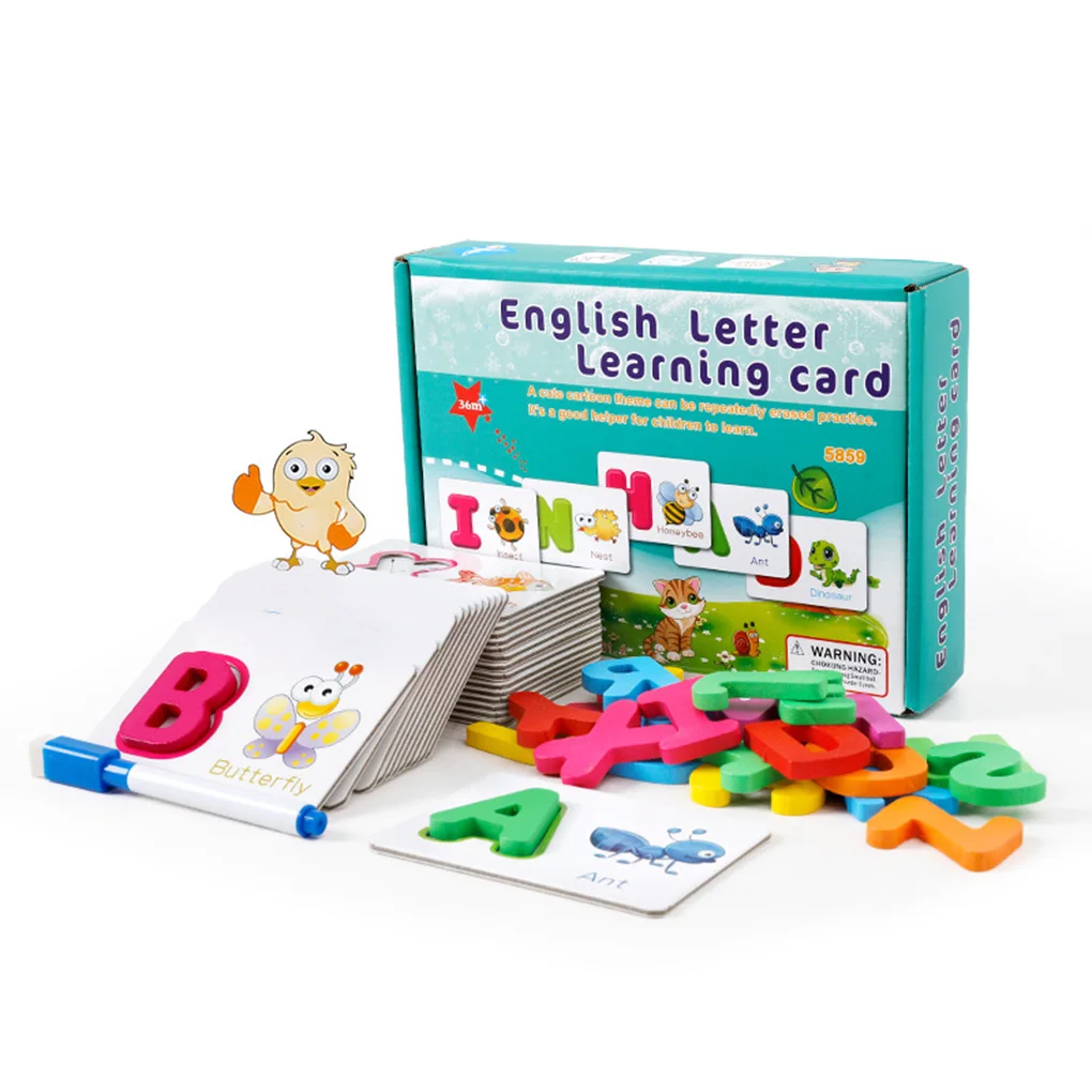 Kids Alphabet Letter Learning Cards Set 26 English Letters Spelling Card Baby Preschool Early Word Cognitive Toys | Игрушки и хобби