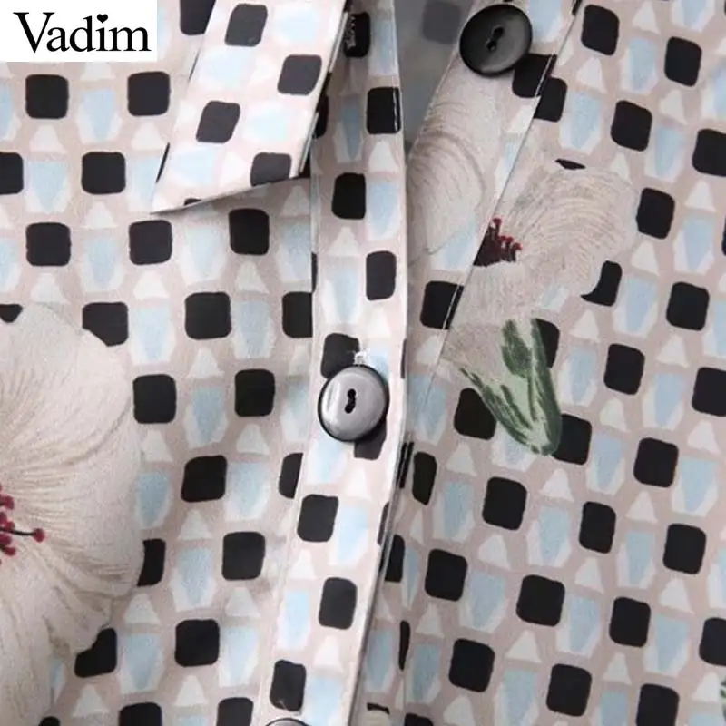 Vadim винтажные длинные рубашки с геометрическим цветочным узором милая блузка