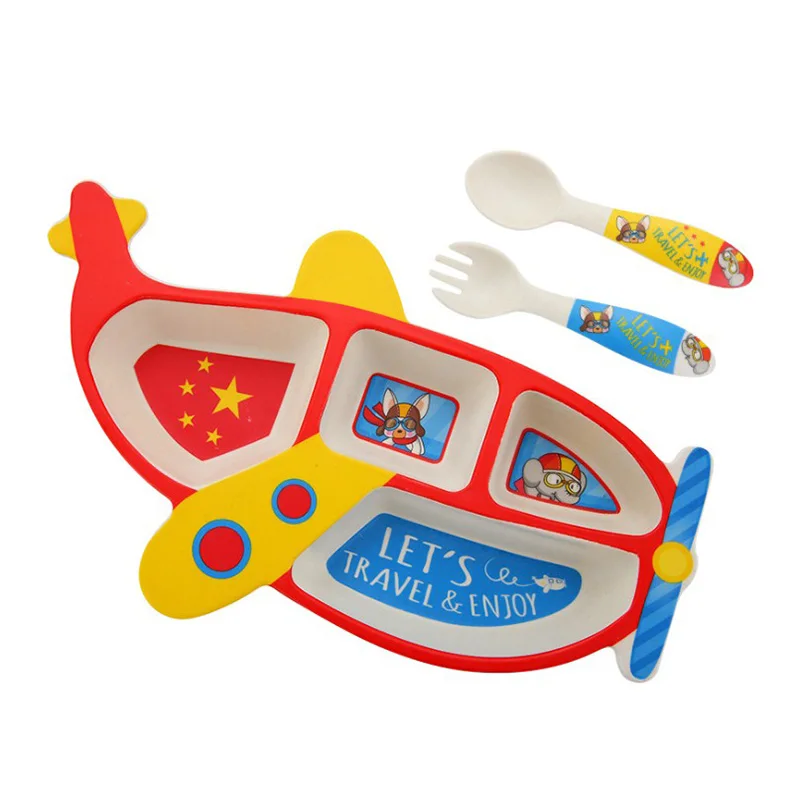 Детская тарелка из бамбукового волокна в форме летательного аппарата|Тарелки| |