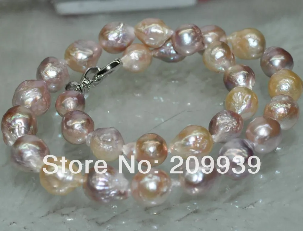 

free shipping 003422 Natural multicolor drip Kasumi cultured pearl necklace