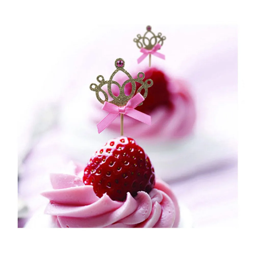 24 шт. вставка для торта Принцесса Корона головной убор торт золотые блестки чашка