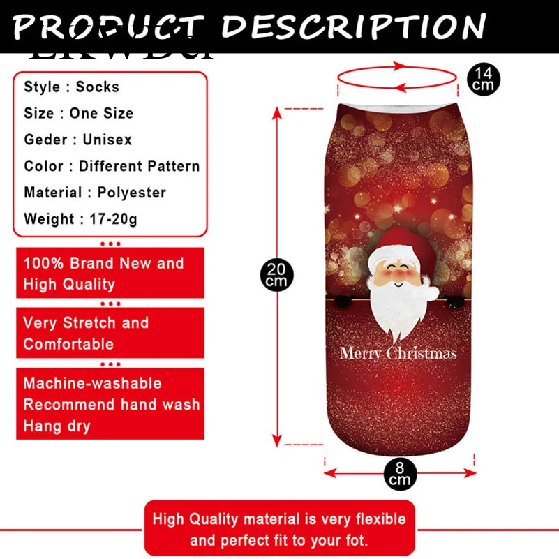 

3 Pairs New HOT 3D Printing Womens Socks Brand Sock Fashion Unisex Christmas Socks Meias Female Funny Low Ankle Femme Socks Sale
