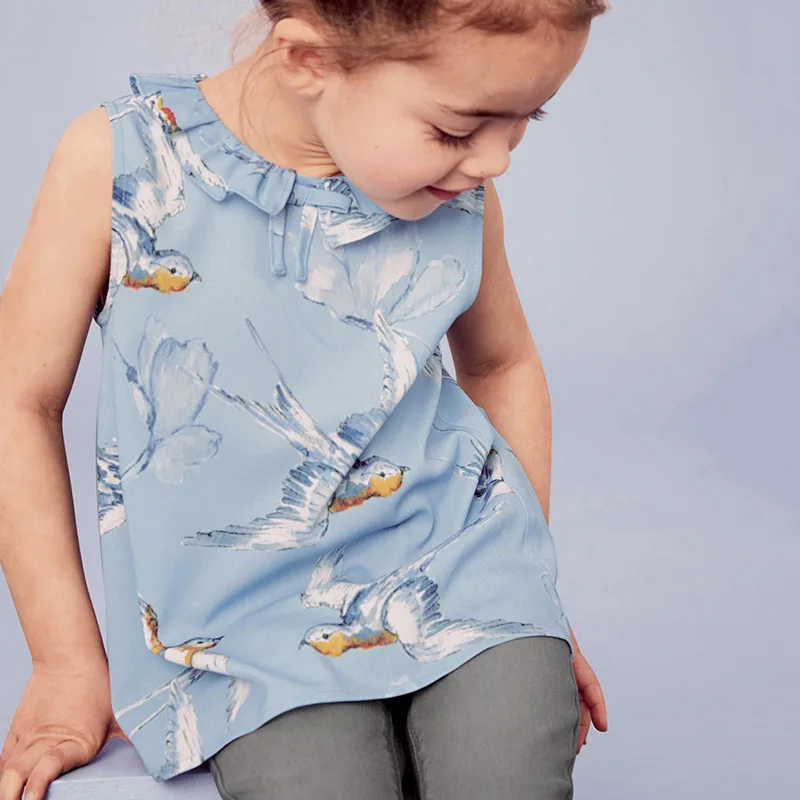 Little maven/Кружевная футболка с птицами для девочек возрастом от 1 года до 6 лет летняя детская футболка для малышей хлопковая одежда для девочек