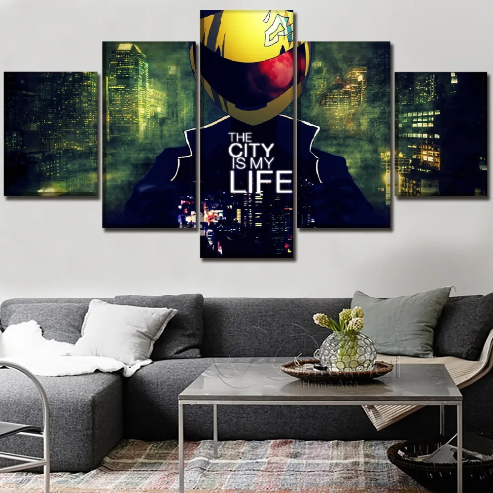 Картина на холсте настенный плакат 5 панелей аниме Durarara Celty Sturluson Модульная