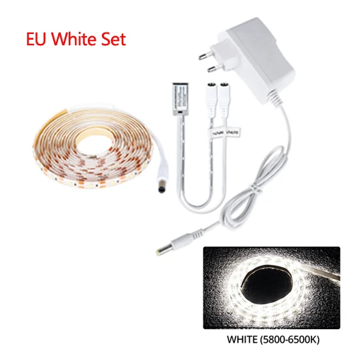 EU White Set Ручной переключатель развертки под шкаф кухня 2835 светодиодные ленты PIR датчик движения полосы Luz Armario Cocina гардероб спальня огни - Цвет: EU White Set