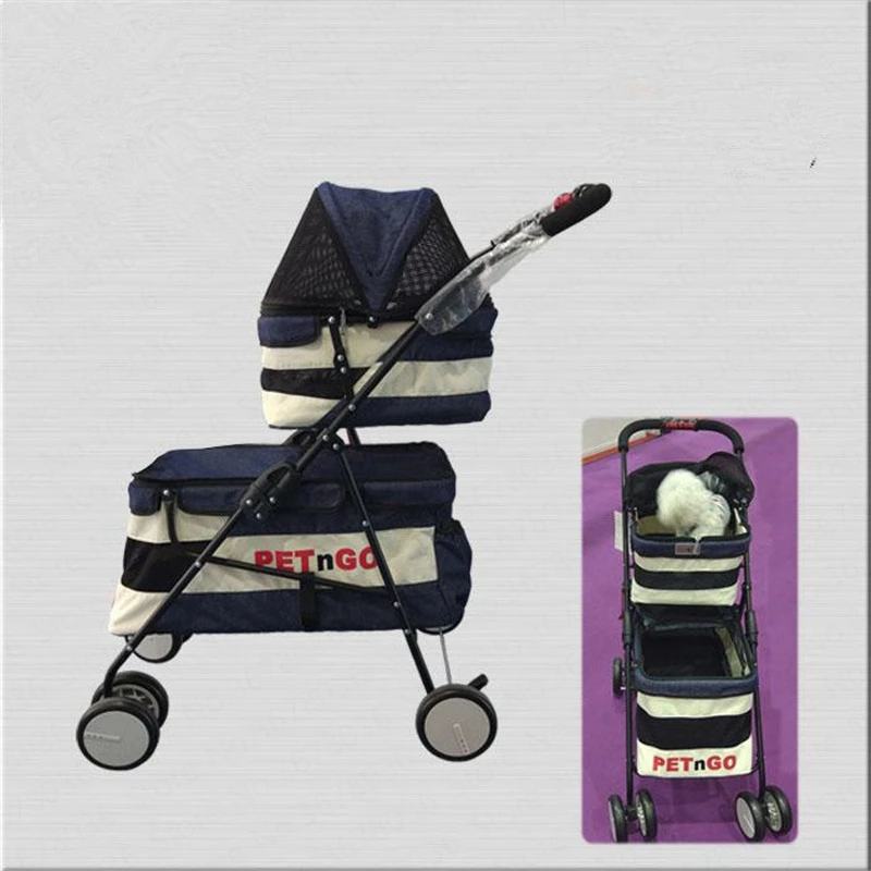 Легкая Складная двойная коляска для домашних животных тележка собак кошек