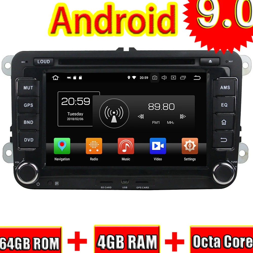 Topnavi Android 9 0 автомобильный DVD головное устройство плеер для VW PASSAT Golf TOUAREG Santana