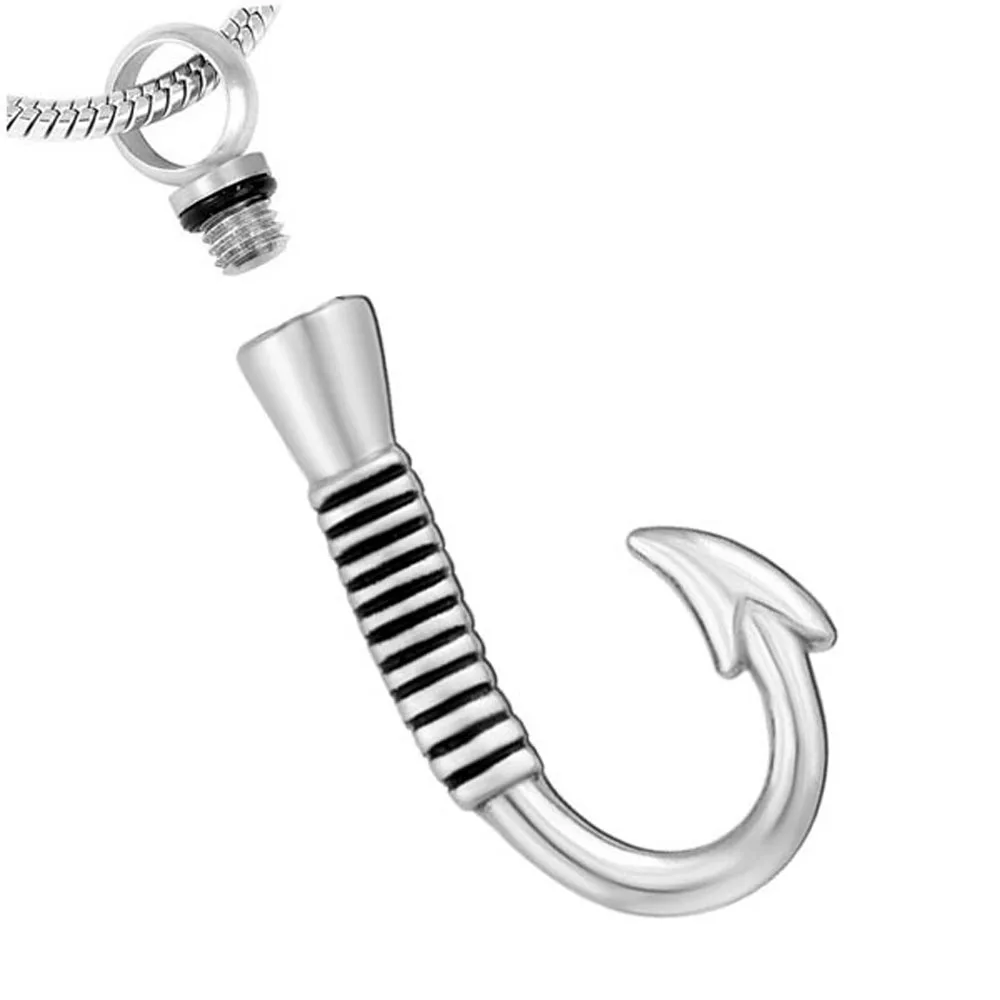 

Fish Hook Urn Necklace for Ashes Stainless Steel Pendant Holder Ashes Keepsake Memorial Cremation Jewelry for Men Women
