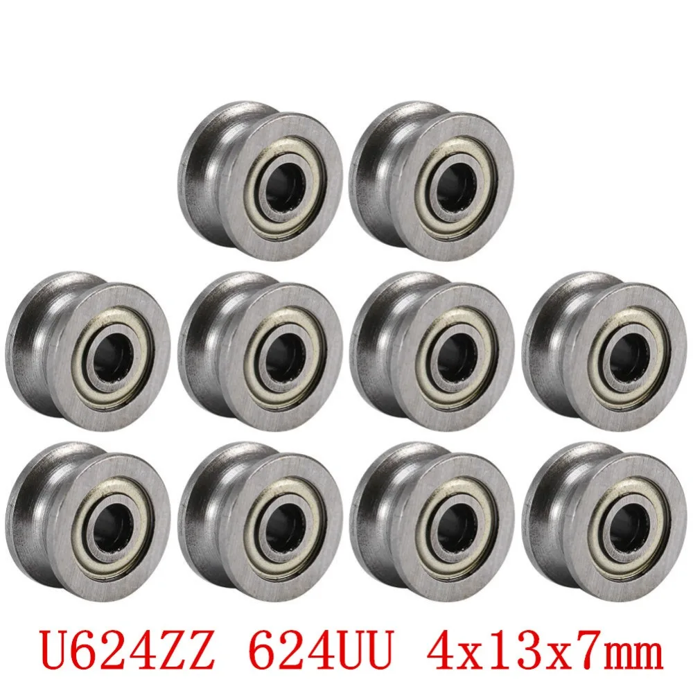 20pcs/Lot U624ZZ 624UU 4x13x7mm U Groove Carbon Steel Deep Ball Bearing Traces Walking Guide Rail Brand New | Обустройство дома