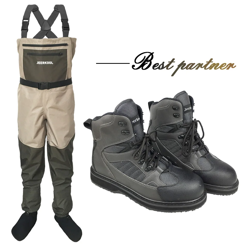 

Fly Fishing Waders Hunting Wading Pants and Shoes Suit Waterproof Outdoor Overalls Work Clothes with Rubber Sole Shoes DXR1