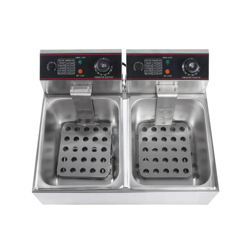 

EU Plug Commercial Professional 12L Stainless Steel Double DeepTank Electric Fryer