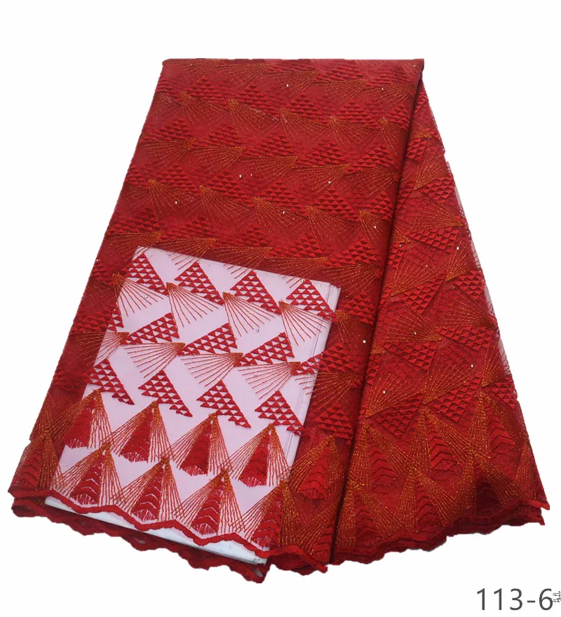 

Hot Sale French Lace Fabric Wine Red Nigeria Lace Fabric High Quality African Tulle Lace Fabric For Wedding Party Dress 113
