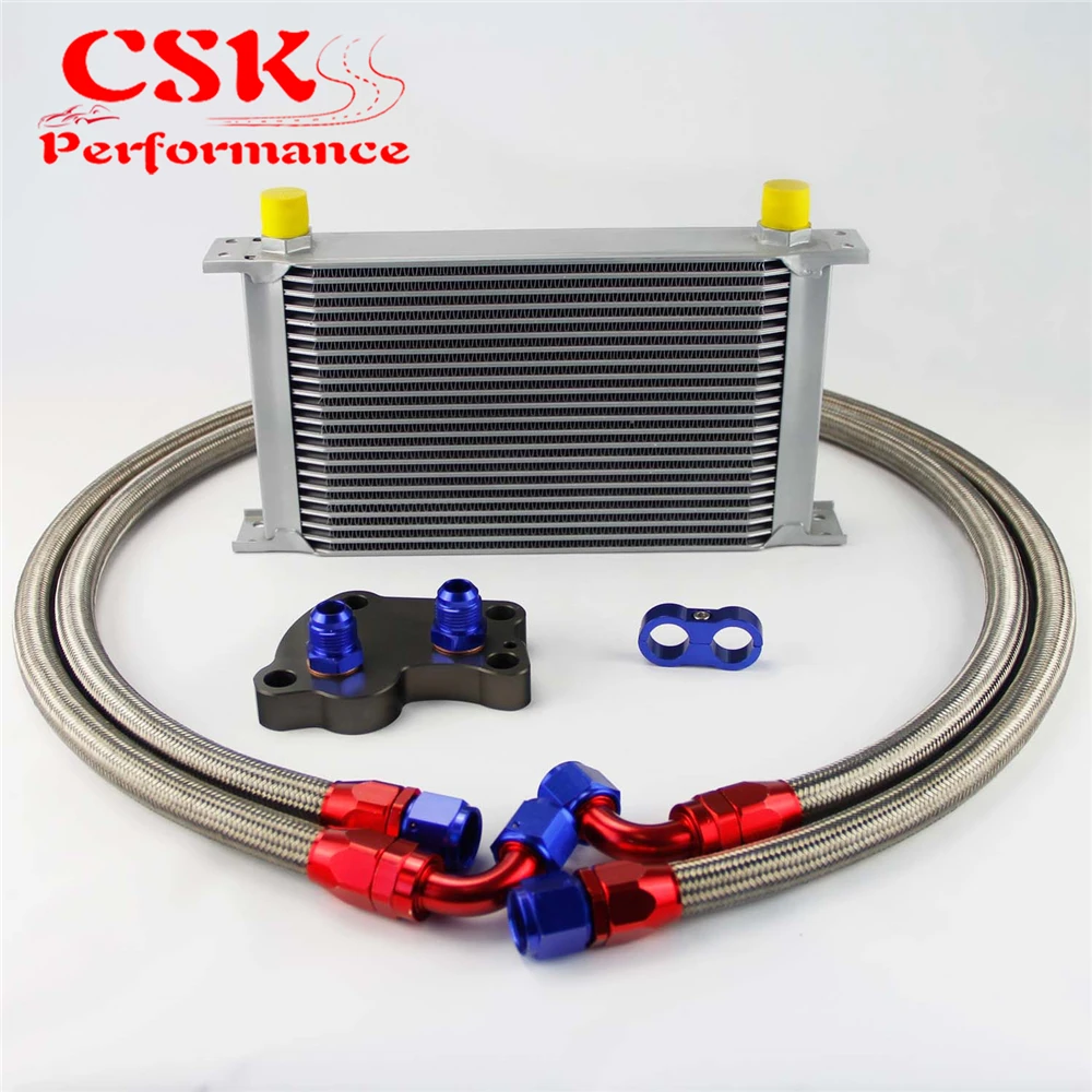 

22 Row 248mm AN10 British Oil Cooler Kit Fits For BMW Mini Cooper R53 Supercharger Silver/Black