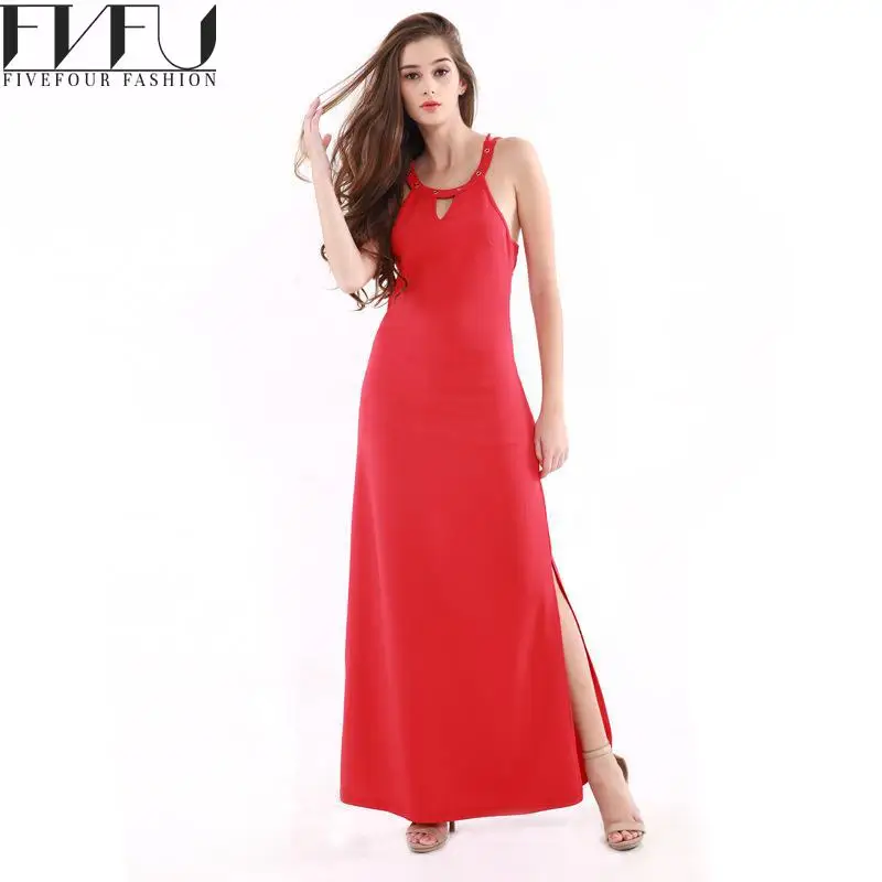 Модные 2017 вечернее платье Для женщин Летние Элегантные однотонные красные