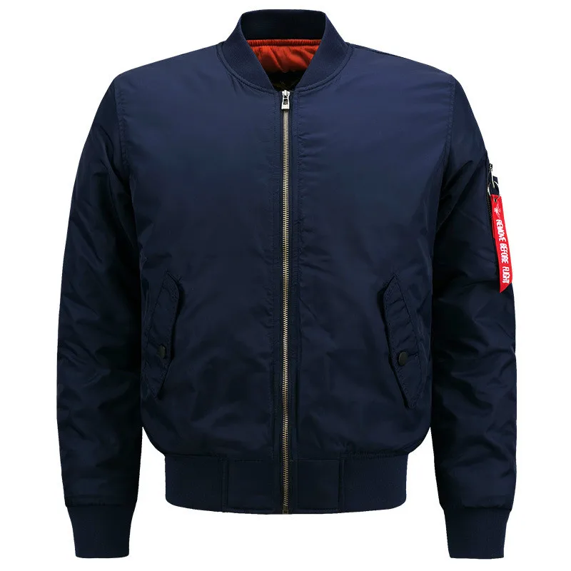 Solid blue Осень Зима Dragon Ball аниме Harajuku мужские куртки Стоячие пальто корейский стиль куртка Бомбер Толстая ветровка мужская размера плюс - Цвет: Solid blue