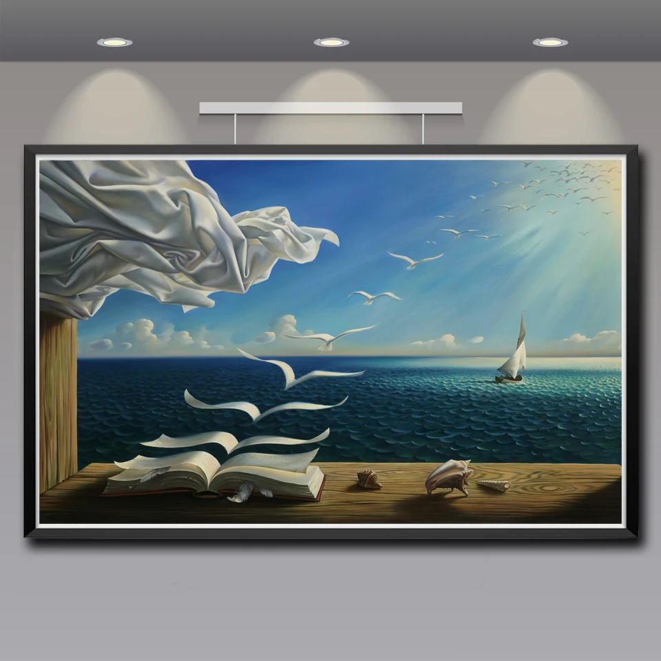 Фантазия искусство природа живопись морские перья солнце Парусный корабль книги
