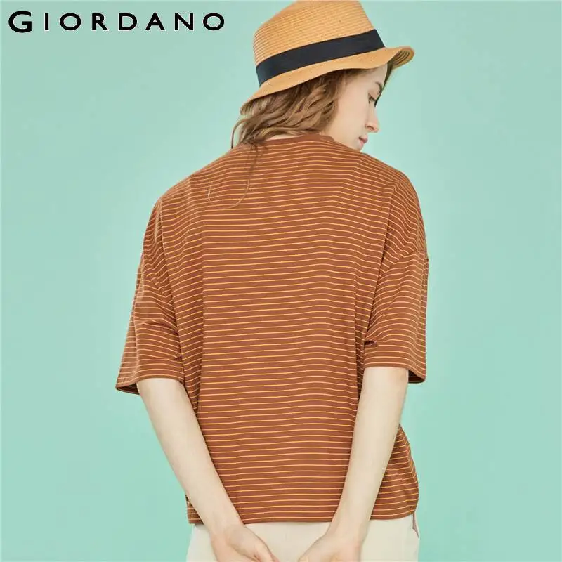 Футболка Giordano Женская цветная из хлопка и спандекса полосы контрастных цветов