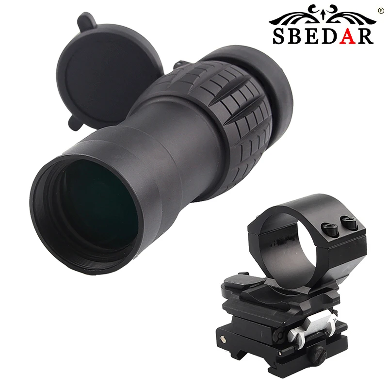 Tactical 4X Magnifier Red Dot Sight Quick Release Side Flip Picatinny 20mm Mount Optics Reflex Rifle Scope | Спорт и развлечения