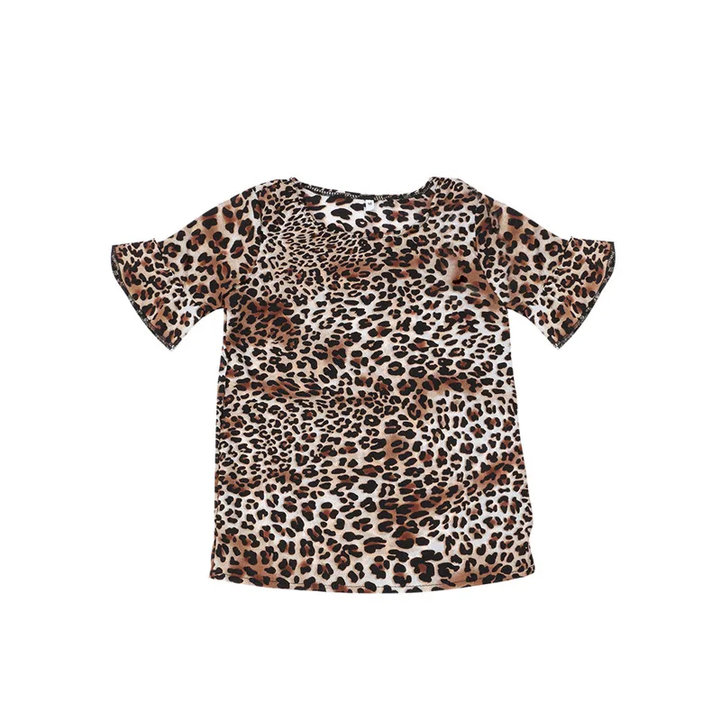 Футболка с коротким рукавом и леопардовым принтом для мамы дочки | Мать ребенок