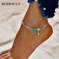 fashion summer retro jewelry anklet for women girls anklets leg chain charm starfish beads bracelet charm jewelry bijoux gift