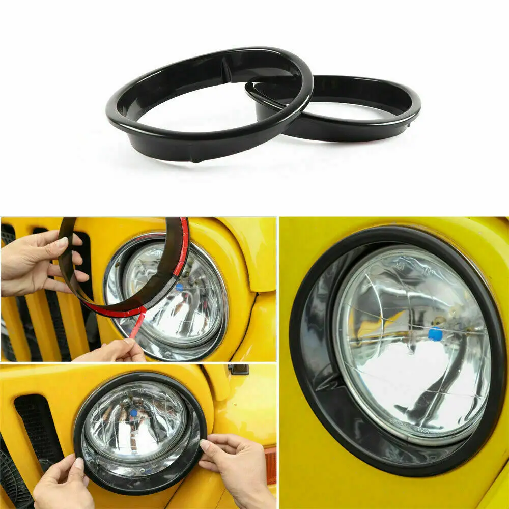 

2 внешние черные накладки на передние фары ABS 1997-2006 для Jeep Wrangler TJ